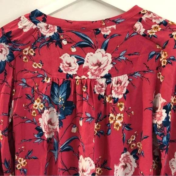 Sanctuary Pink Floral Ruffled Full Bloom V-Neck Blouse - Picture 7 of 9